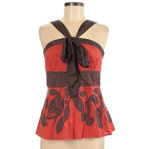Anthropologie Floreat Secret Oriole Bird Appliqué Tank Top Silk Trim 6